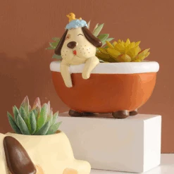 Cute Pup In Bathtub Resin Succulent Pot -Cute Farms Shop 12