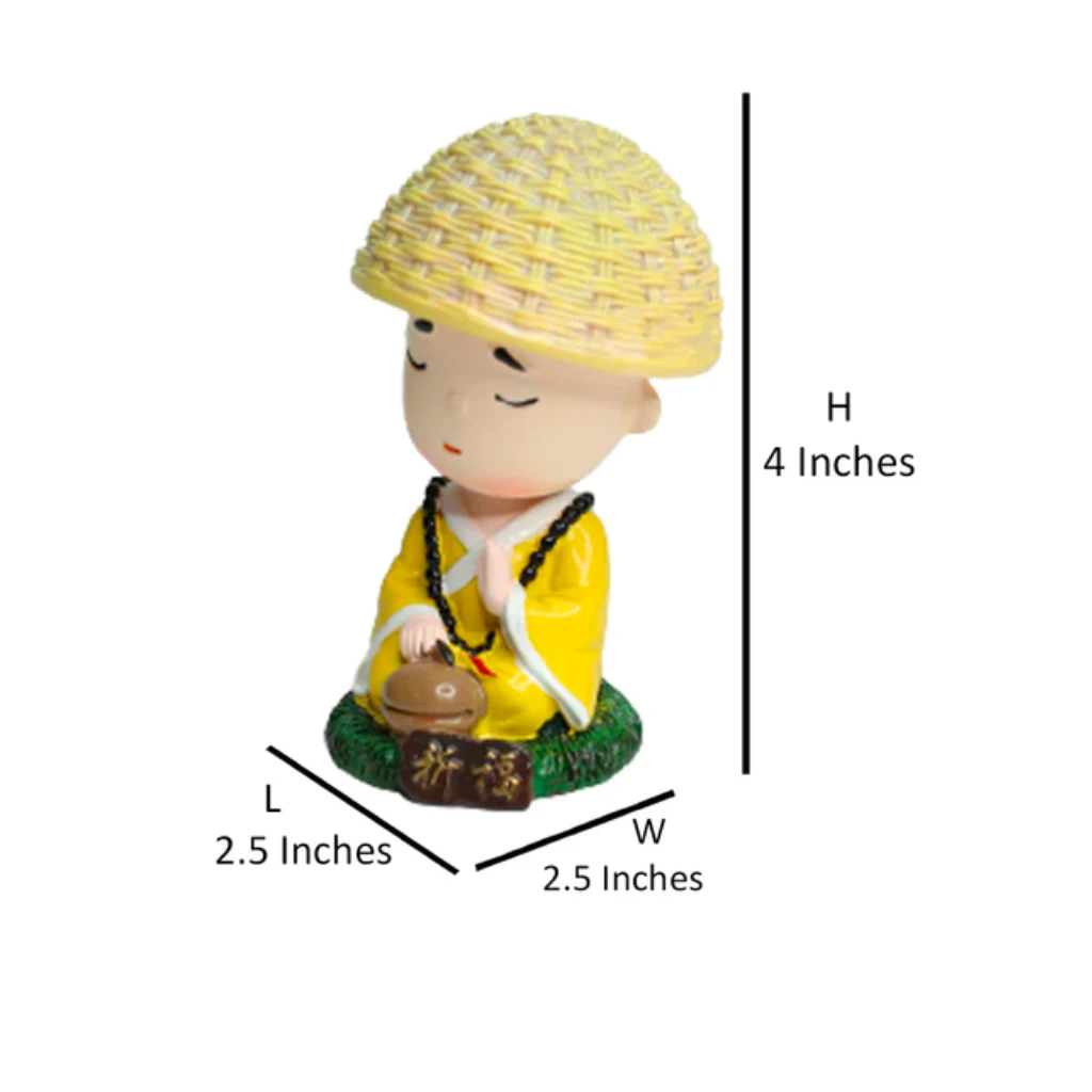 Miniature Meditating Monk With Tabla Shaking Decor 2 Miniature Meditating Monk With Tabla Shaking Decor - Image 2