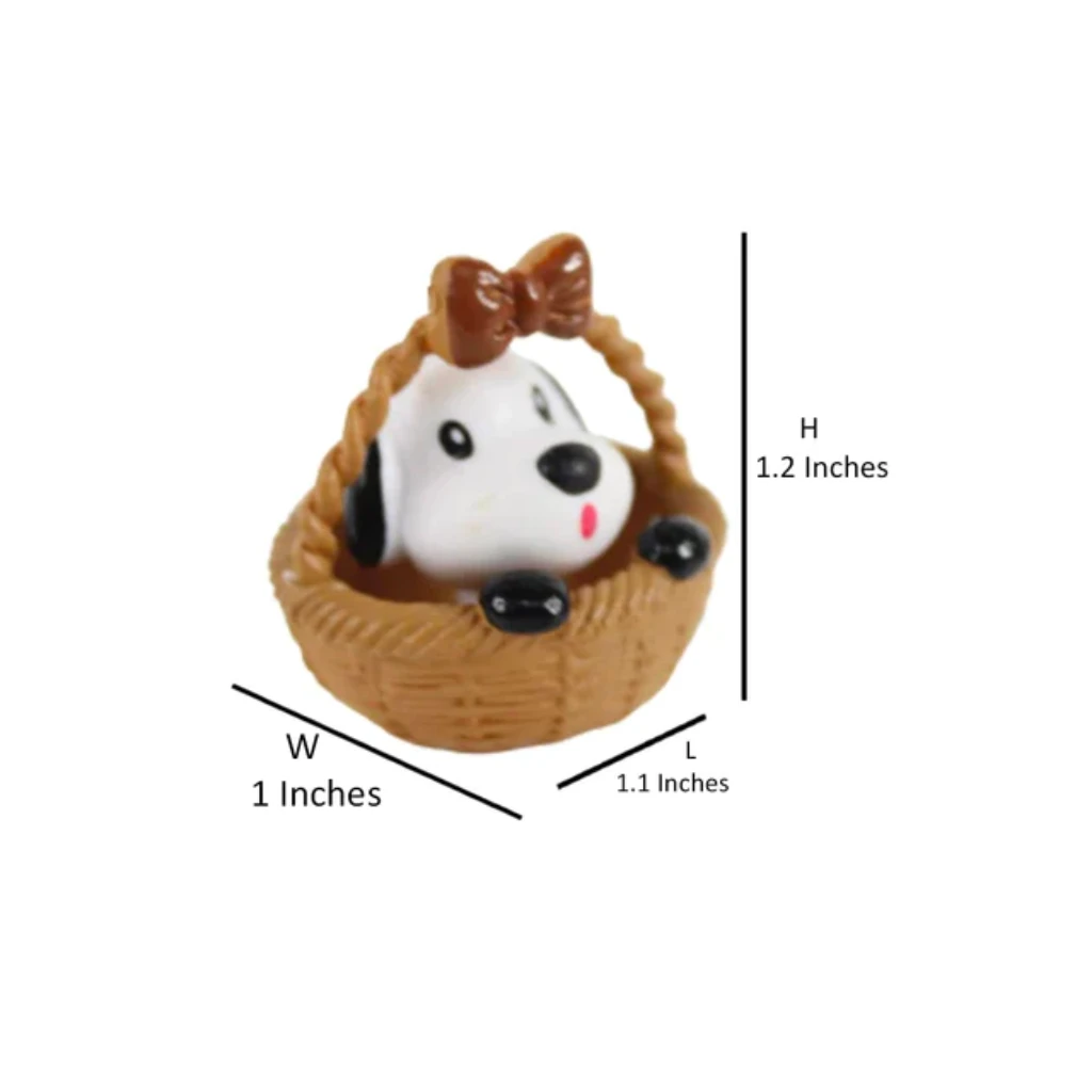 Miniature Pup In Basket (set Of 4) Decor 2 Miniature Pup In Basket (set Of 4) Decor - Image 2