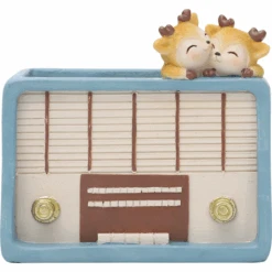 Retro Radio With Deers Resin Succulent Pot -Cute Farms Shop 61