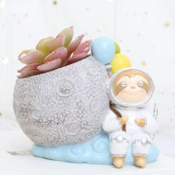 Astronaut Sloth Resin Succulent Pot
