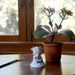 Miniature Baby Cow Drinking Milk – Cute Farm Animal Resin Decor -Cute Farms Shop Baby Cow Having Milk 3