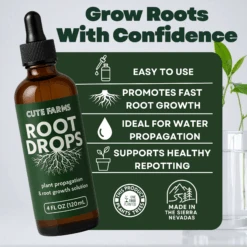 Root Drops – Plant Propagation & Transplant Booster -Cute Farms Shop CuteFarmsRootDropsPlantPropagationandRootGrowthSolution RootDropsMadeInTheSieraNevadas