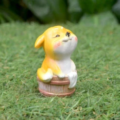 Miniature Dog In Bath Barrel – Cute Resin Decor For Gardens & Gifts -Cute Farms Shop Cute Dog Havin Bath 2