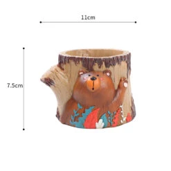 Cute Waving Bear Resin Succulent Pot -Cute Farms Shop Cute Waving bear resinpot 2