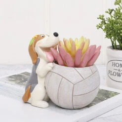 Cute Playful Dog Resin Succulent Pot