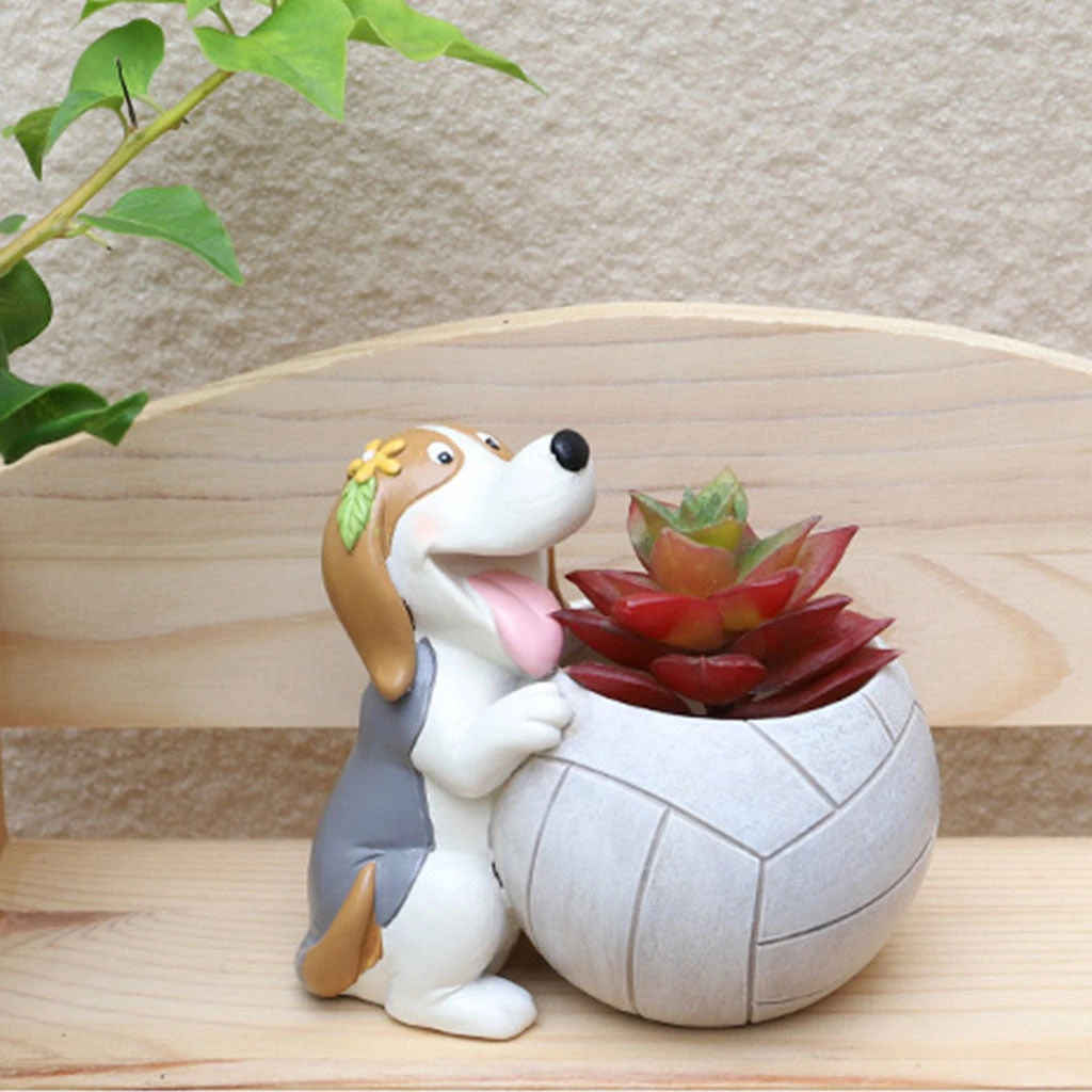 Cute Playful Dog Resin Succulent Pot 5 Cute Playful Dog Resin Succulent Pot - Image 5