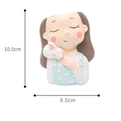 Girl With Rabbit Resin Succulent Pot -Cute Farms Shop Girl with rabbit 4