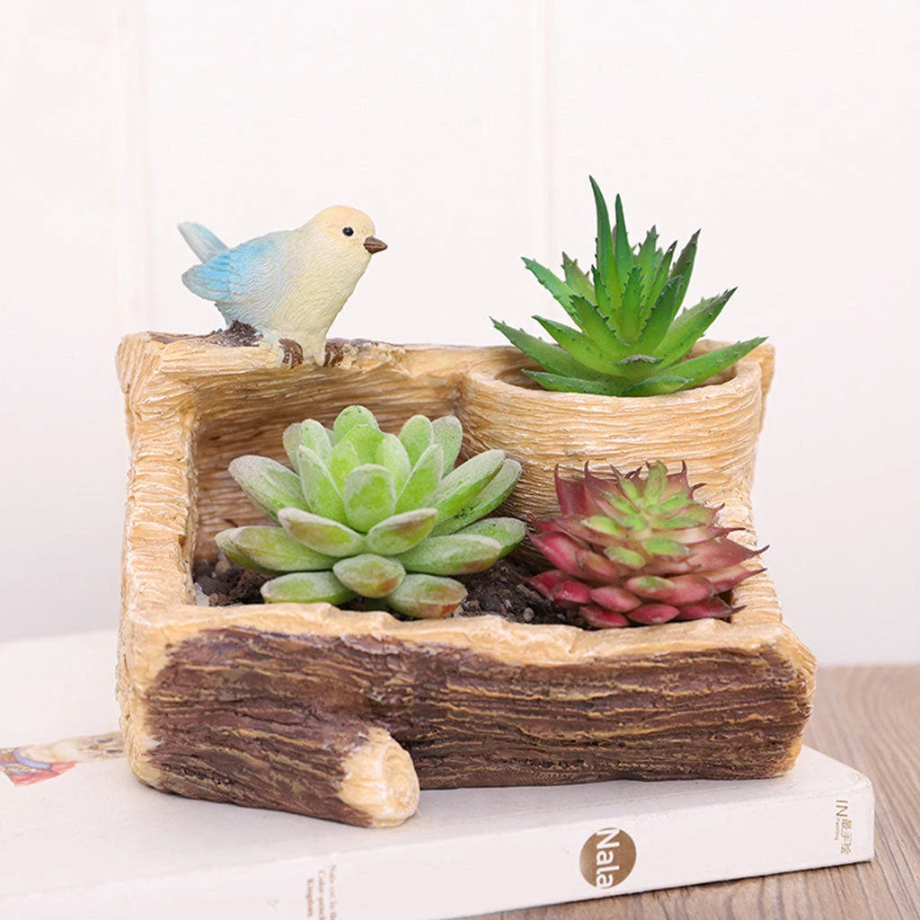 Perched Bird In Garden Resin Succulent Pot 1 Perched Bird In Garden Resin Succulent Pot