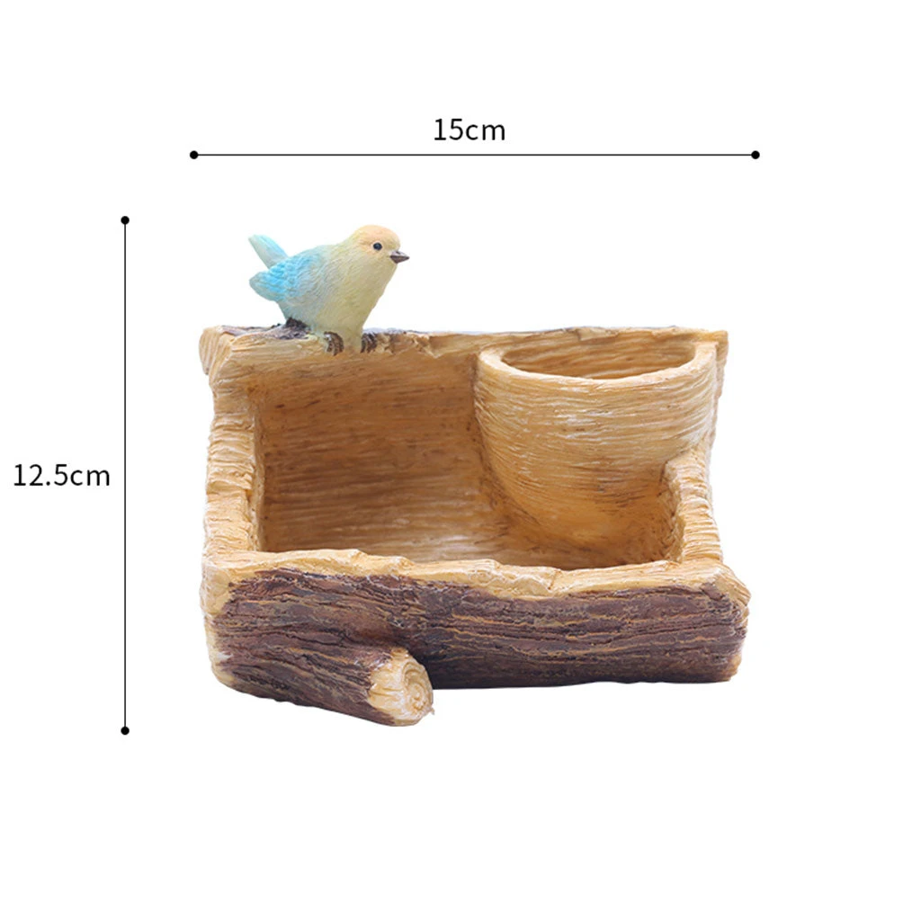 Perched Bird In Garden Resin Succulent Pot 2 Perched Bird In Garden Resin Succulent Pot - Image 2