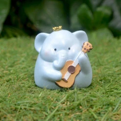 Miniature Elephant Playing Guitar – Cute Resin Decor For Gifts & Gardens