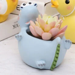Sleeping Dinosaur Resin Succulent Pot -Cute Farms Shop Sleepy Dinosaur 3