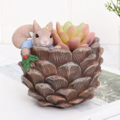 Squirrel In Pine Resin Succulent Pot