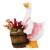 Pink Duck With Barrel Planter -Cute Farms Shop WNG17061C 41.5 1