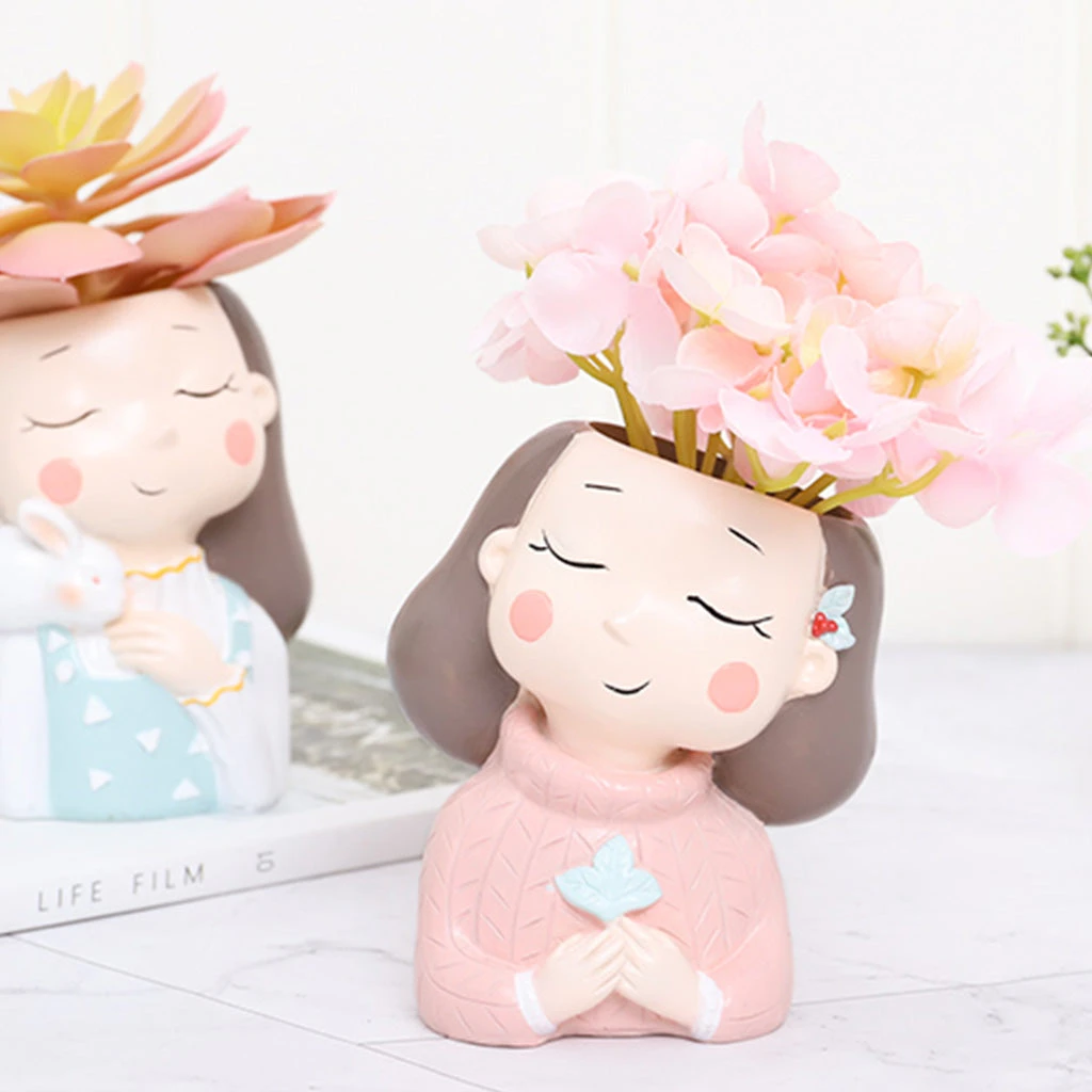 Wishful Nostalgia Girl Resin Succulent Pot 3 Wishful Nostalgia Girl Resin Succulent Pot - Image 3