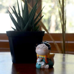 Miniature Yoga Woman With Cat – Peaceful Resin Decor For Any Space -Cute Farms Shop Woman Doing Yoga with Cat 3