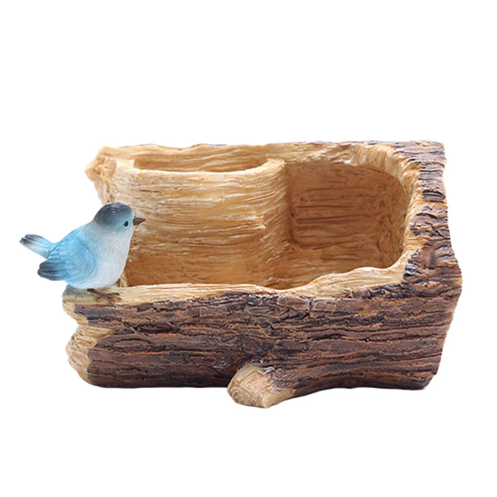 Bird On A Bark Resin Succulent Pot 4 Bird On A Bark Resin Succulent Pot - Image 4