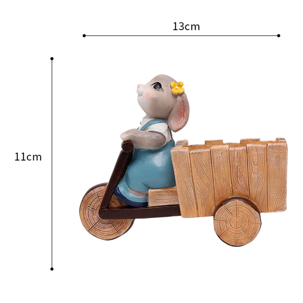 Bunny Riding Cycle Resin Succulent Pot 4 Bunny Riding Cycle Resin Succulent Pot - Image 4