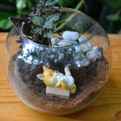Miniature Dog Eating Bone – Adorable Resin Decor For Fairy Gardens -Cute Farms Shop cute dog with bone 4