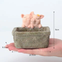 Cute Pig Romantic Couple Resin Succulent Pot -Cute Farms Shop cute pig couple 2