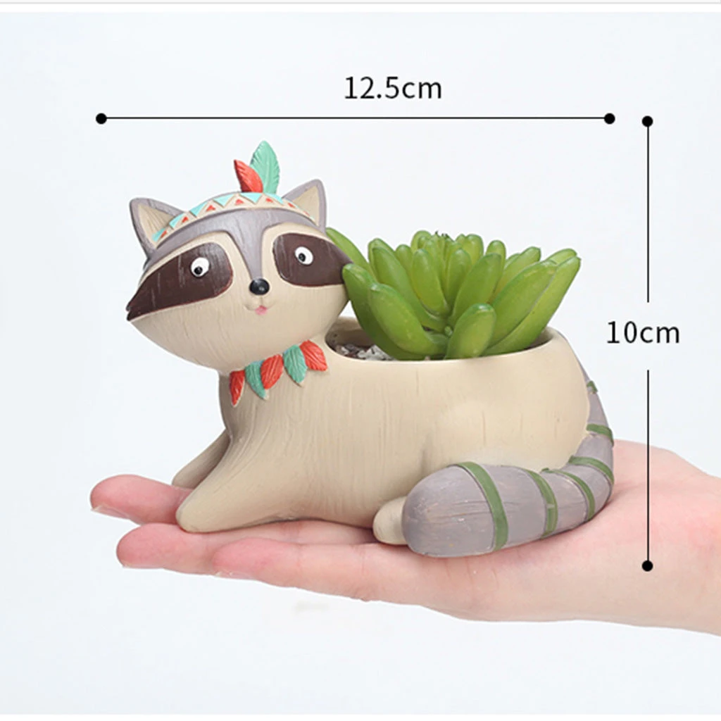 Cute Tribal Raccoon Succulent Pot 4 Cute Tribal Raccoon Succulent Pot - Image 4