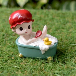 Miniature Cute Boy In Bathtub Decor