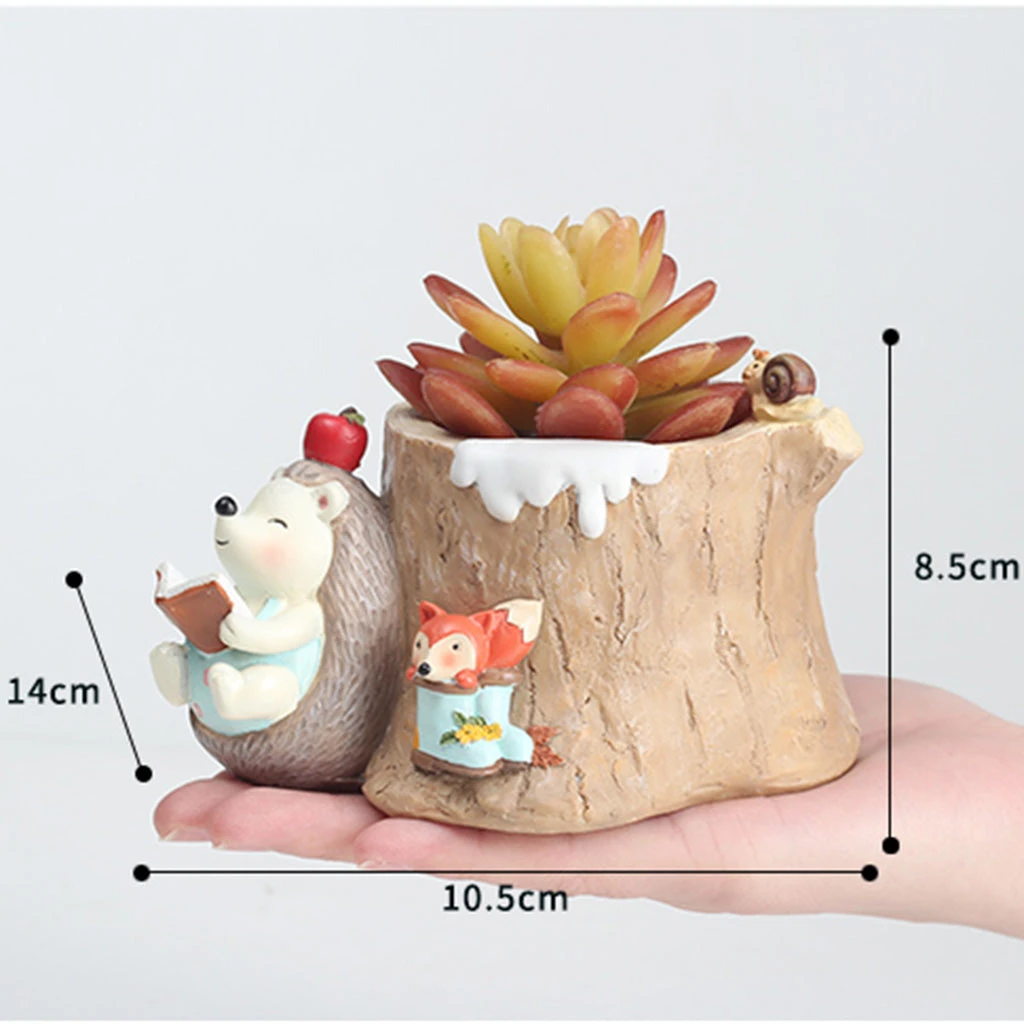 Fat Hedgehog Reading Stories Resin Succulent Pot 2 Fat Hedgehog Reading Stories Resin Succulent Pot - Image 2