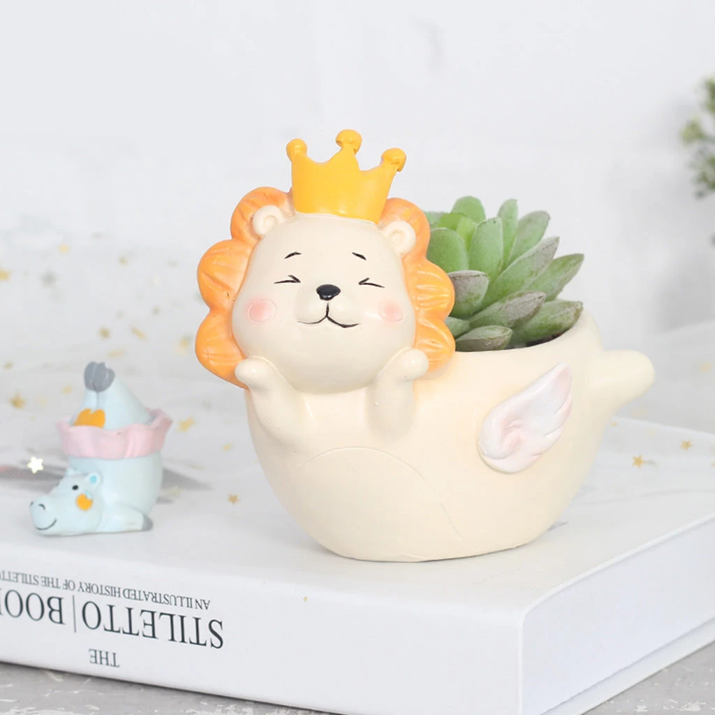 Cute Flying Lion Resin Succulent Pot 1 Cute Flying Lion Resin Succulent Pot