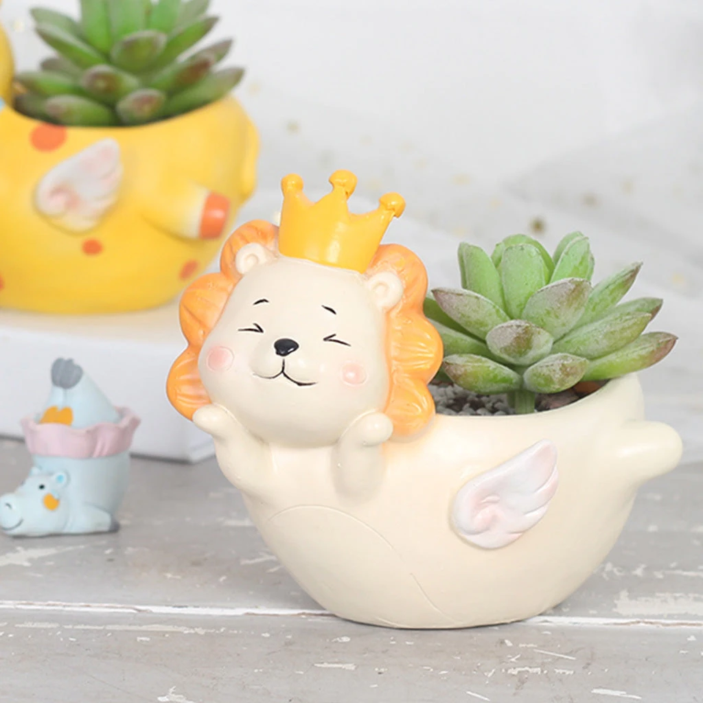 Cute Flying Lion Resin Succulent Pot 2 Cute Flying Lion Resin Succulent Pot - Image 2