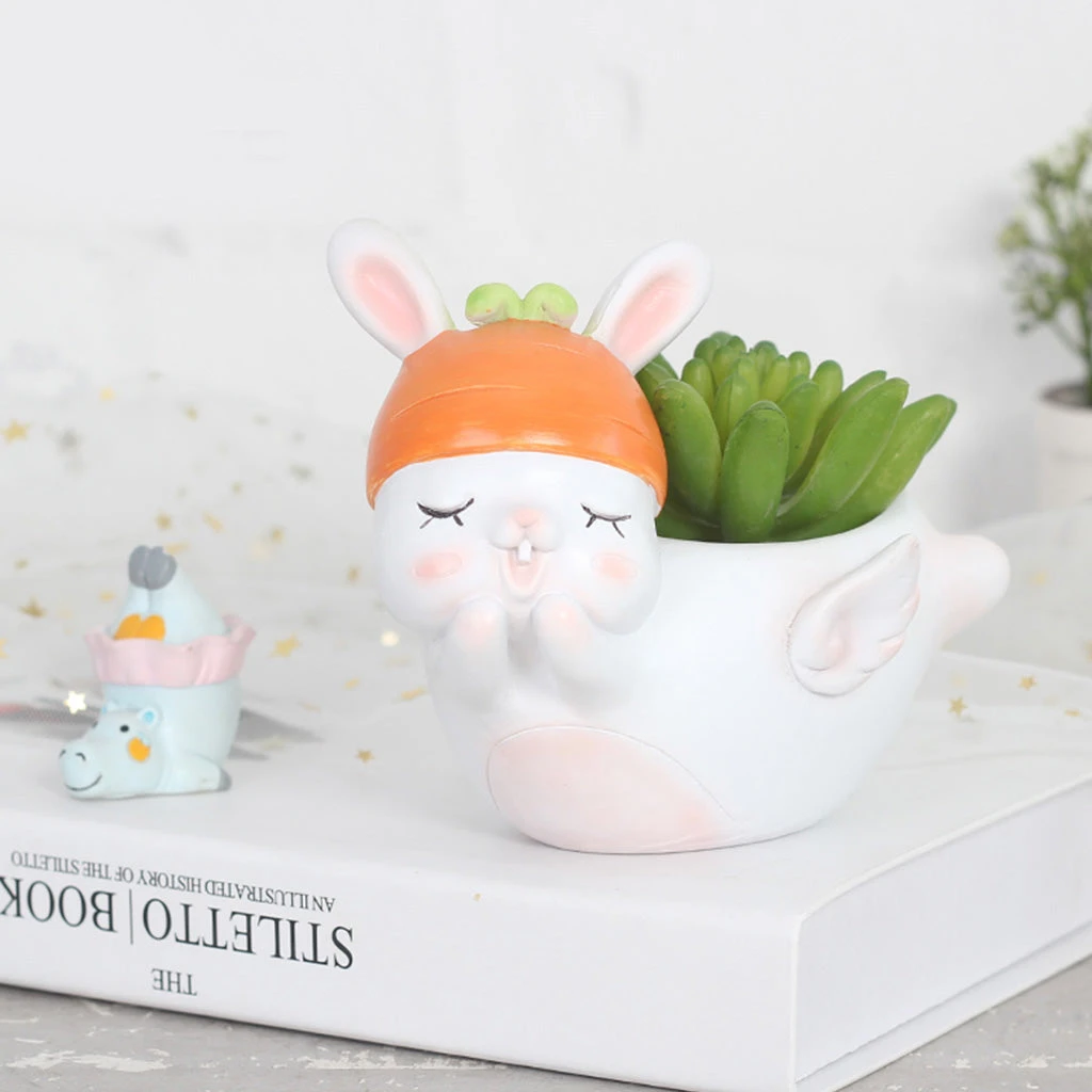 Cute Flying Rabbit Resin Succulent Pot 1 Cute Flying Rabbit Resin Succulent Pot