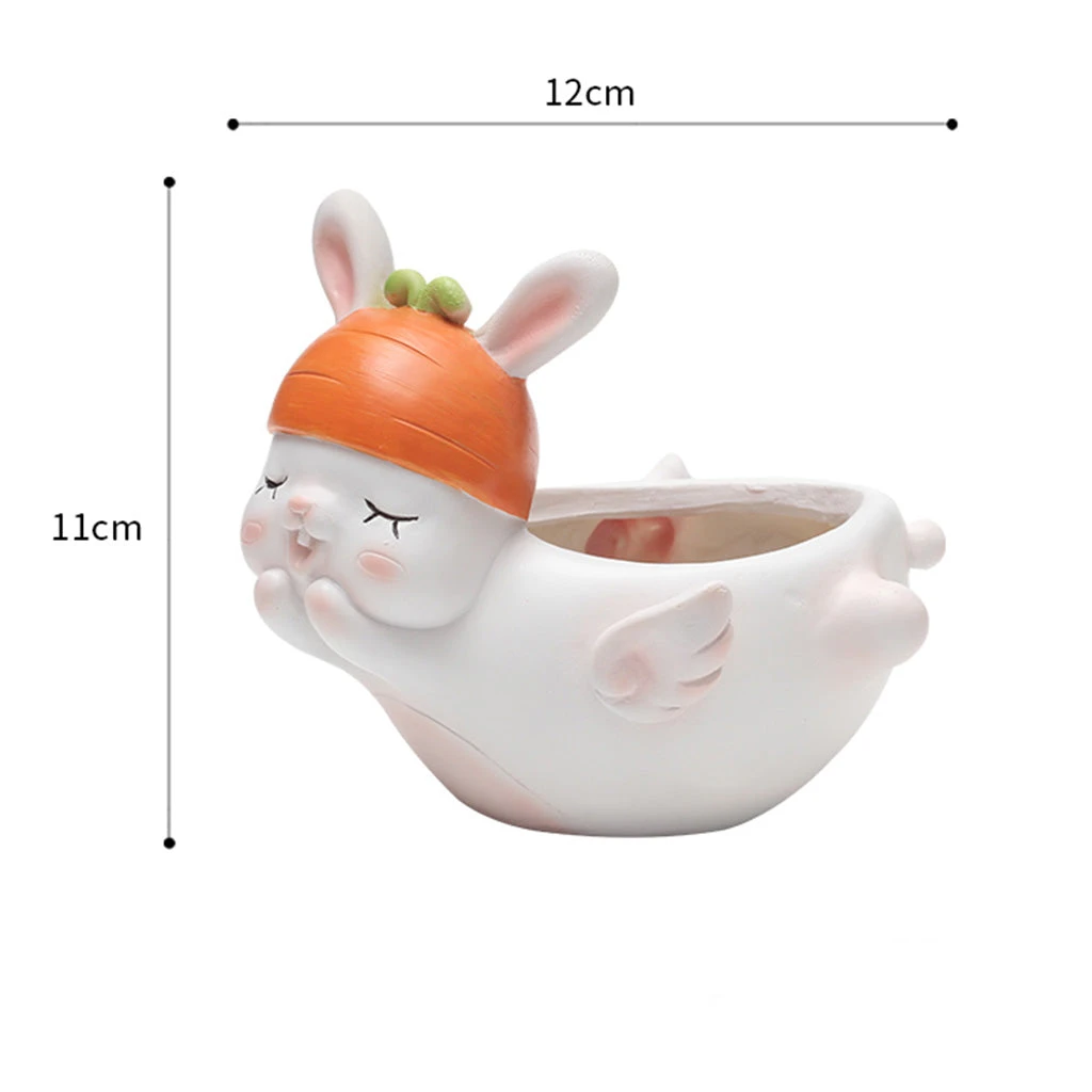 Cute Flying Rabbit Resin Succulent Pot 3 Cute Flying Rabbit Resin Succulent Pot - Image 3