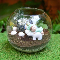 Miniature Girl Hugging Bear – Adorable Resin Decor For Gifts & Gardens -Cute Farms Shop girl hugging bear 3