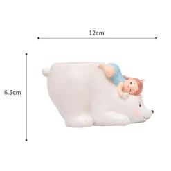 Cute Girl On Polar Bear Resin Succulent Pot 5 Cute Girl On Polar Bear Resin Succulent Pot -Cute Farms Shop girlonpolarbear 3