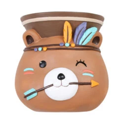 Hanging Tribal Bear Resin Succulent Pot -Cute Farms Shop hanging tribal bear 2