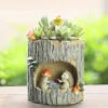 Hedgehog Reading In Treehouse Resin Succulent Pot -Cute Farms Shop hedgehog reading story 1