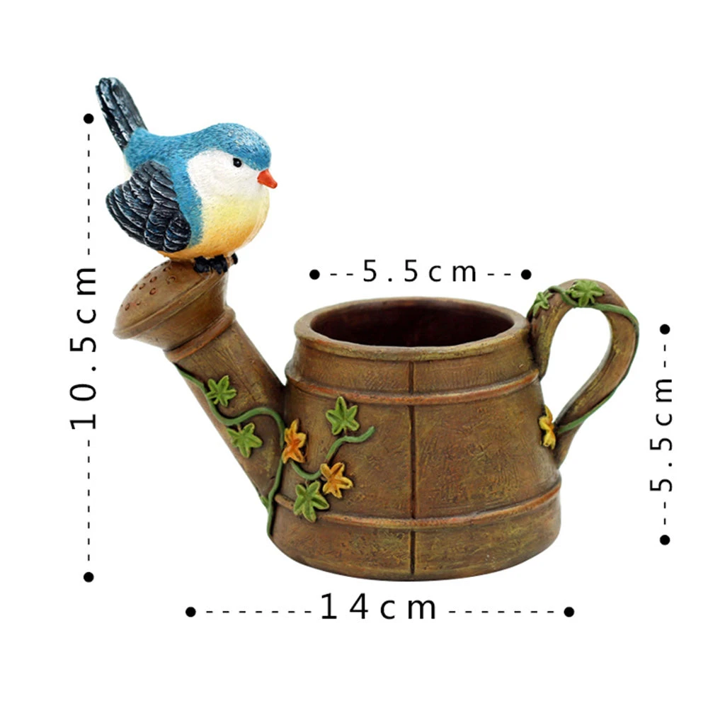 Watering Can With Bird Resin Succulent Pot 3 Watering Can With Bird Resin Succulent Pot - Image 3
