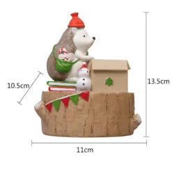 Christmas Hedgehog With Gift Resin Succulent Pot 5 Christmas Hedgehog With Gift Resin Succulent Pot -Cute Farms Shop resin christmas hedgehog 2