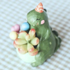 Cute Dinosaur Resin Succulent Pot -Cute Farms Shop resin dinosaur cute 4