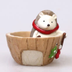 Hedgehog Rowing Boat Resin Succulent Pot -Cute Farms Shop resin hedgehog rowing boat 4