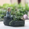 Meditating Monk Resin Succulent Pot -Cute Farms Shop resin monk meditating 1