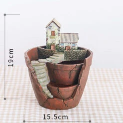 Vintage House Resin Succulent Pot -Cute Farms Shop vintage house resinpot 3