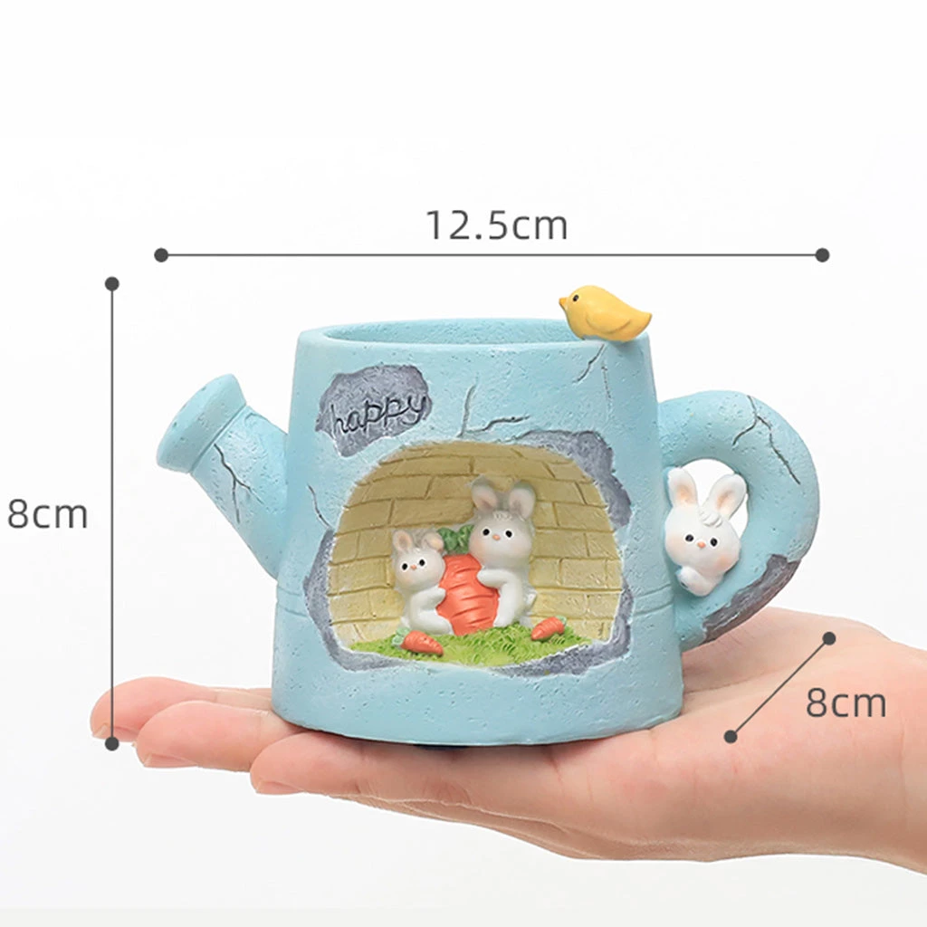 Water Can With Rabbits Resin Succulent Pot 2 Water Can With Rabbits Resin Succulent Pot - Image 2